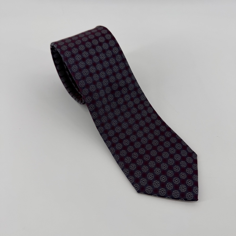 Awearness Kenneth Cole Tie Mens OS Plum Navy Geometric Medallion Silk Blend